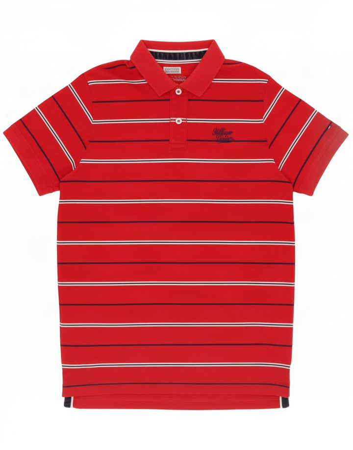 Tommy Hilfiger Herren Poloshirt Mittelrot gestreift