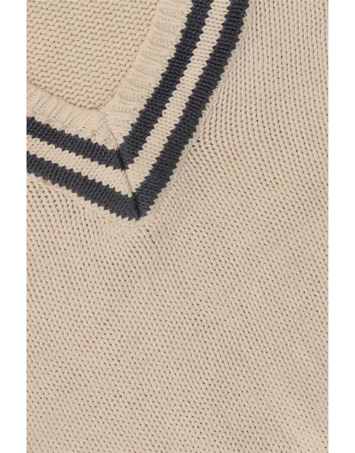 Gap Herren-Pullover mit V-Ausschnitt, klein, weiß gestreift, Baumwolle