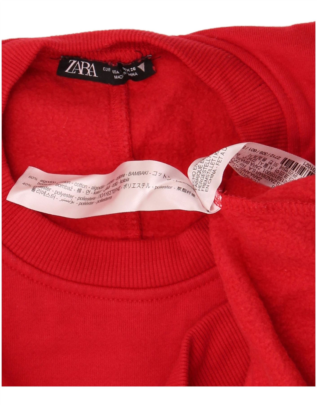 Zara Damen-Sweatshirt in Übergröße, Größe S, Rot, Baumwolle, UK 10