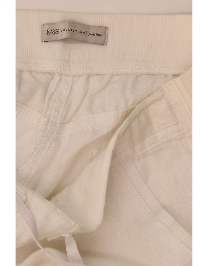 Gerade Capri-Hose für Damen von Marks & Spencer, W32, L21, weißes Leinen
