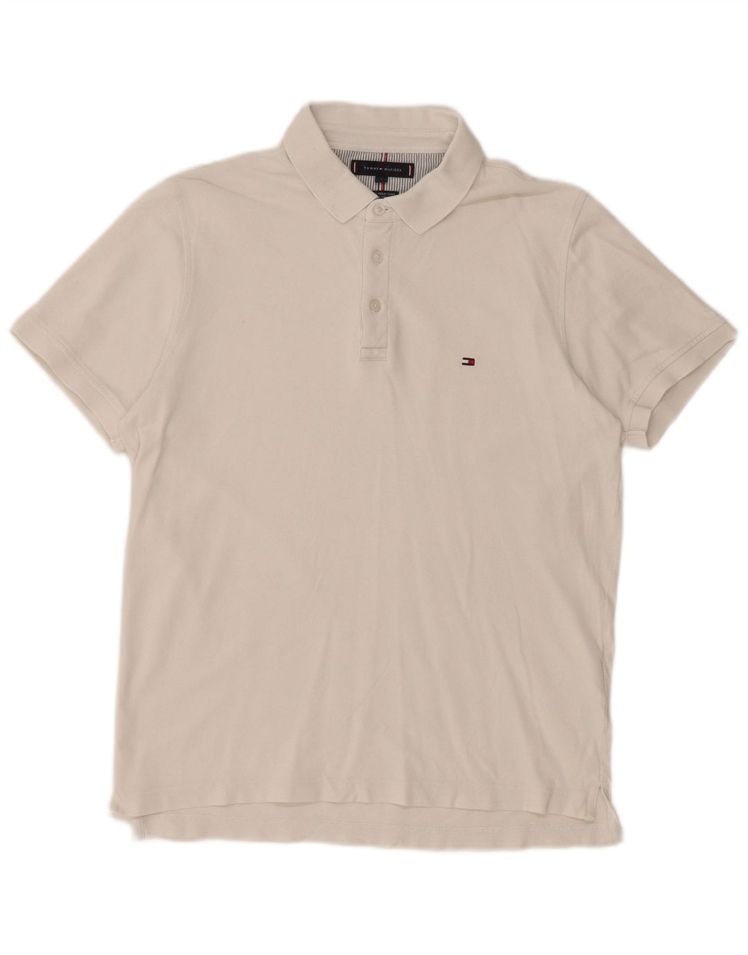 Tommy Hilfiger Herren-Poloshirt in schmaler Passform, groß, aus weißer Baumwolle