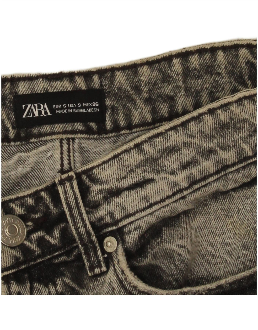 Zara Damen Jeansrock im Used-Look, Größe S, W26, Grau