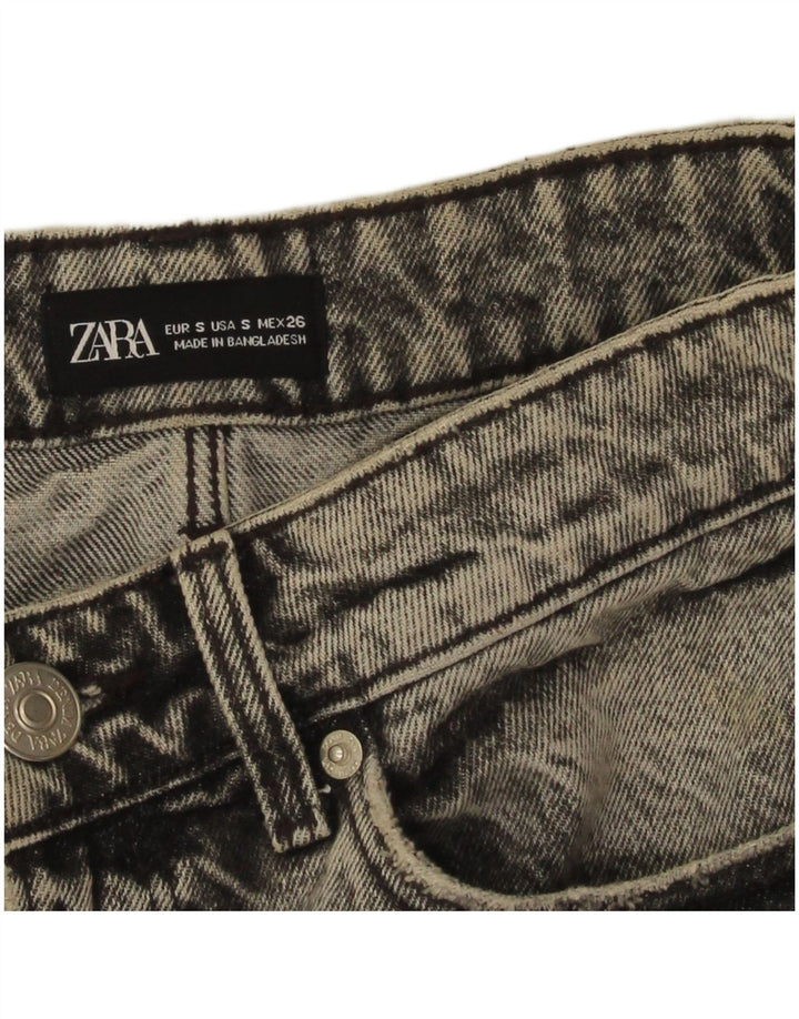 Zara Damen Jeansrock im Used-Look, Größe S, W26, Grau