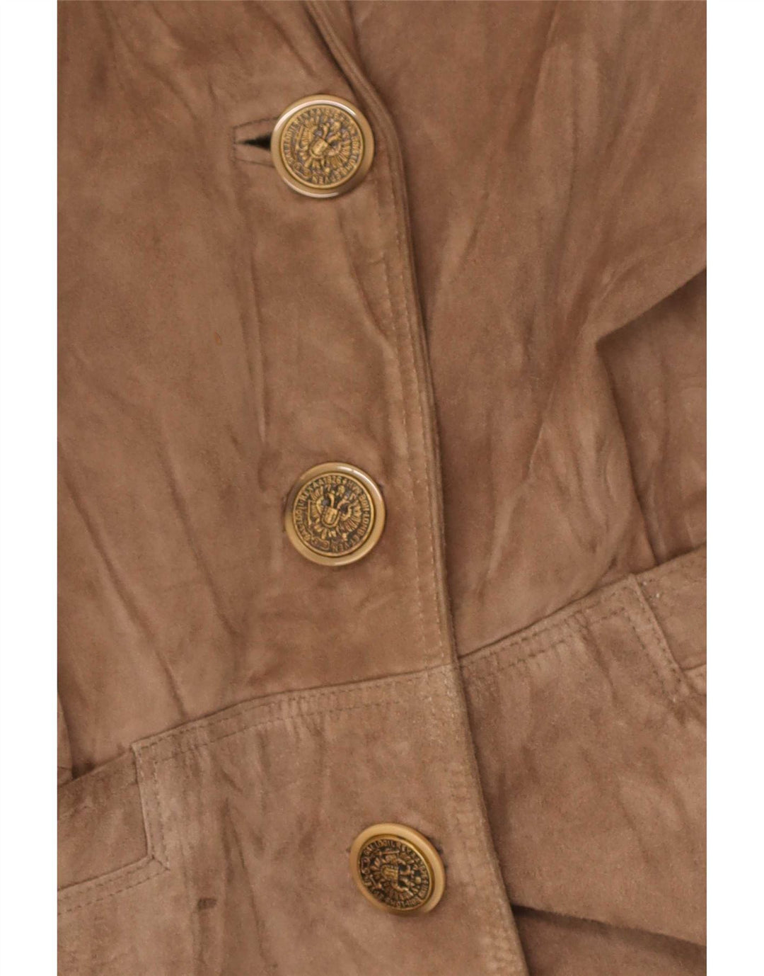 Vintage Damen Wildledermantel UK 14 Medium Beige Leder