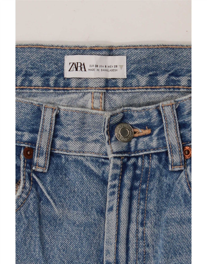 Zara Damen Crop Straight Jeans EU 38 Small W28 L25 Blau