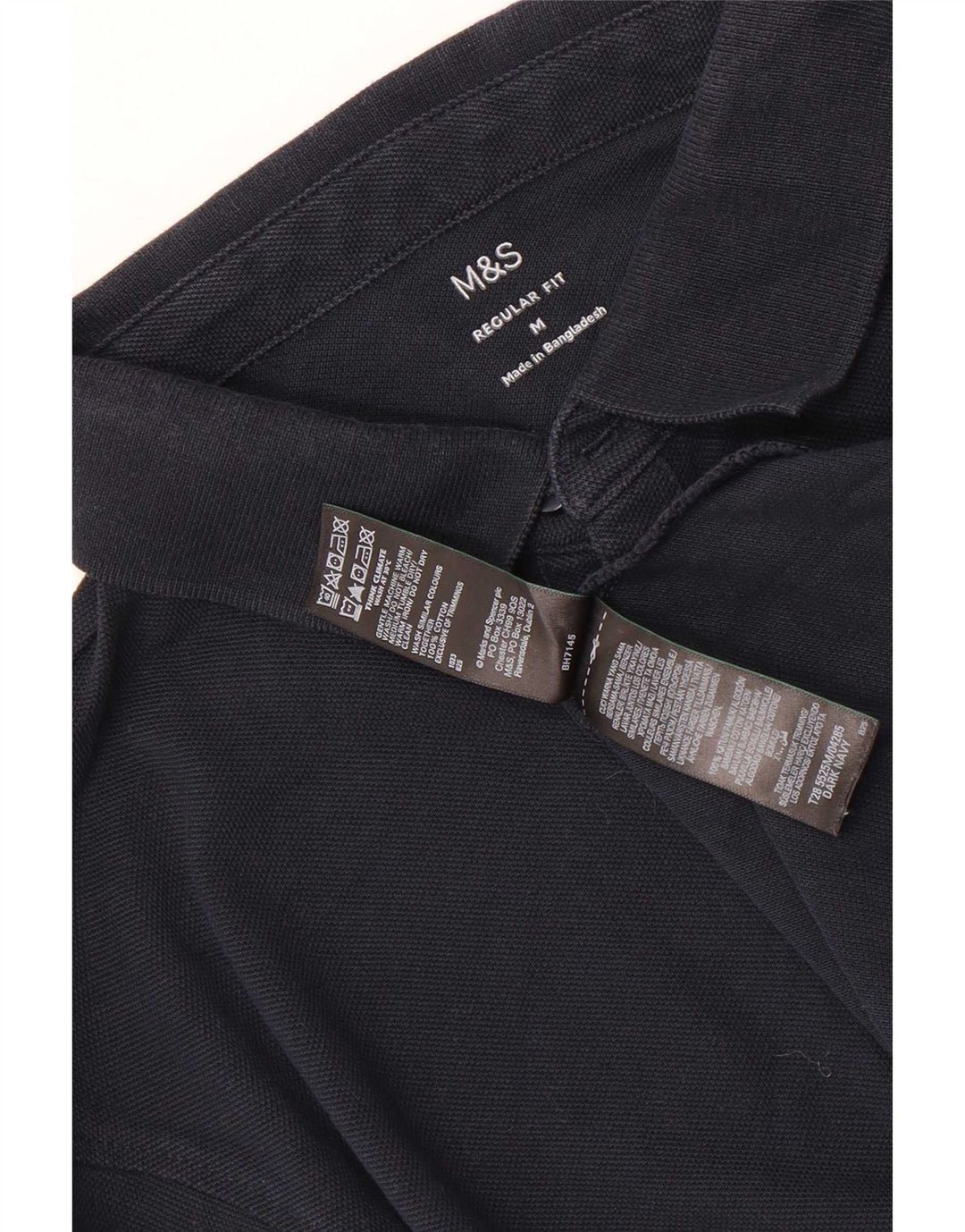 Marks & Spencer Herren-Langarm-Poloshirt mit normaler Passform, mittleres Marineblau