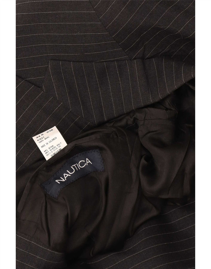 Nautica Herren-Blazer mit 3 Knöpfen, UK 44, 2XL, schwarze Nadelstreifenwolle