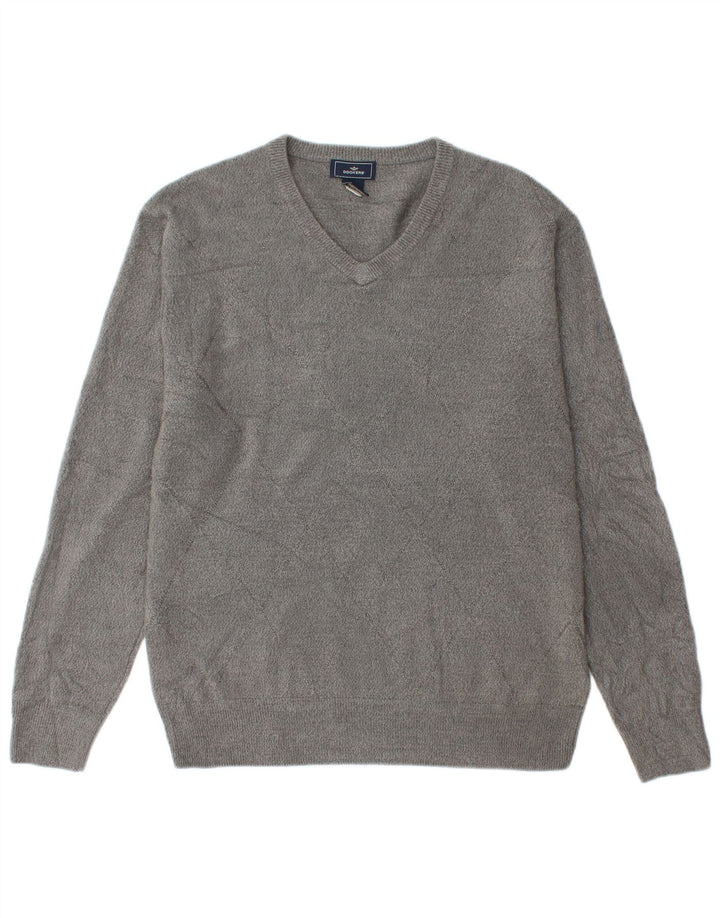 Dockers Herren-Pullover mit V-Ausschnitt, mittelgraues Acryl