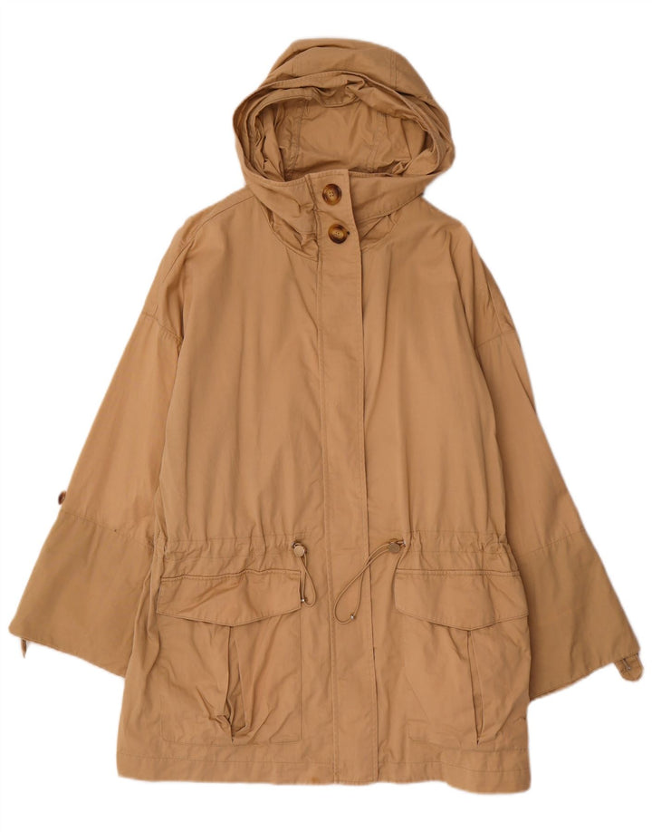 MASSIMO DUTTI Damen-Parkajacke mit Kapuze, UK 14, mittelbeige Baumwolle