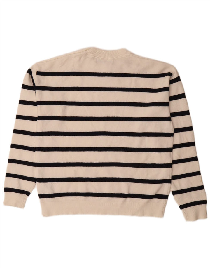 Marks & Spencer Damen-Pullover mit Rundhalsausschnitt, Gr. 10, Größe S, weiß gestreift