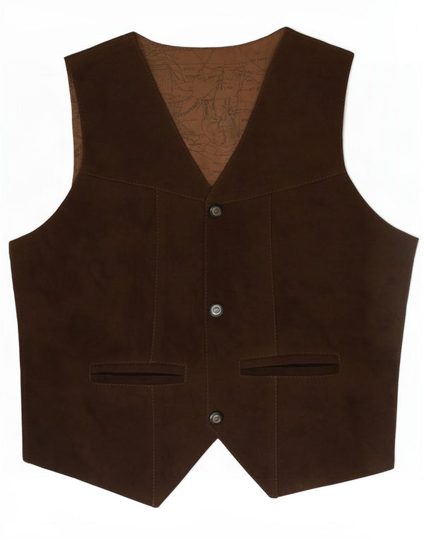 Vintage Herren Wildlederweste Klein Braun