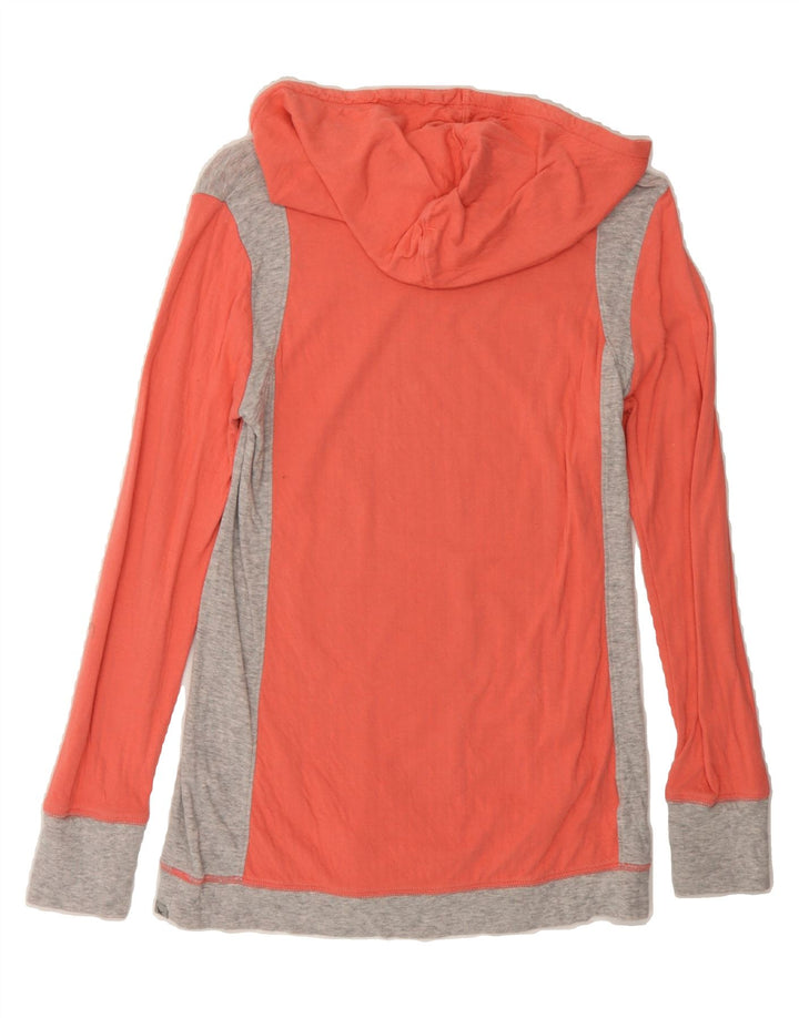 EDDIE BAUER Womens Hooded Top Long Sleeve UK 12 Medium Orange Colourblock Vintage Eddie Bauer and Second-Hand Eddie Bauer from Messina Hembry 