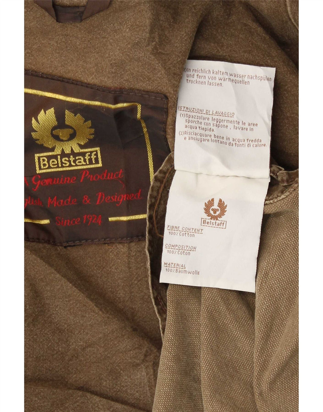 Belstaff Herren Utility Jacke UK 38 Mittelbraune Baumwolle