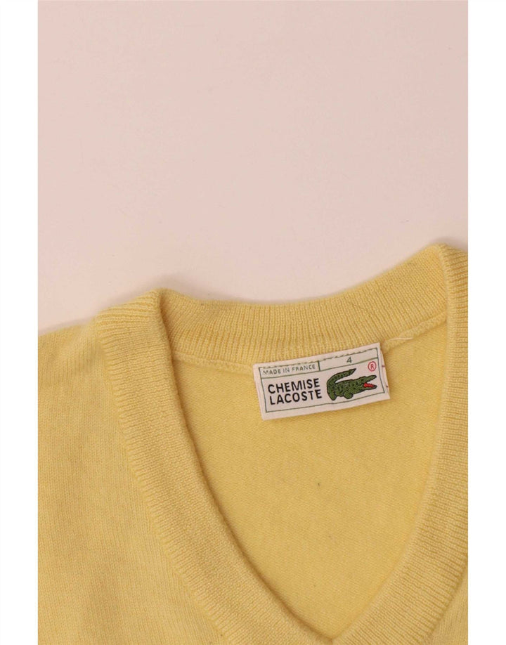 Lacoste Herren-Pullover mit V-Ausschnitt, Größe 4, mittelgelbe Schurwolle