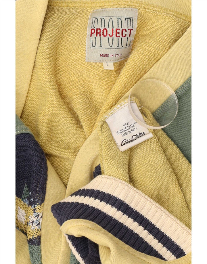Project Herren-Strickjacke, groß, gelbe Colourblock-Baumwolle