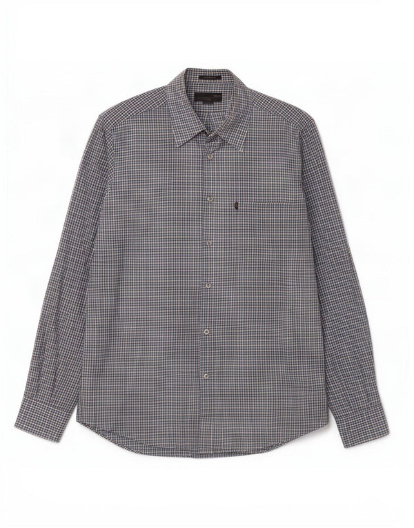 Marlboro Classics Herren-Hemd mit normaler Passform, 2XL, blaues Gingham-Muster