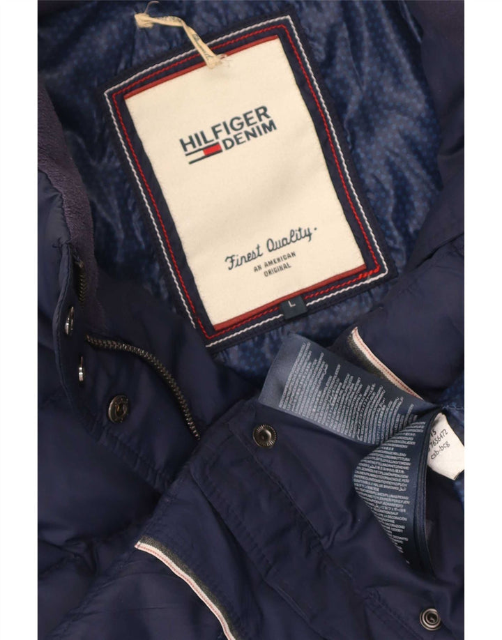 Tommy Hilfiger Damen Wattierte Jacke UK 16 Large Marineblau Polyester
