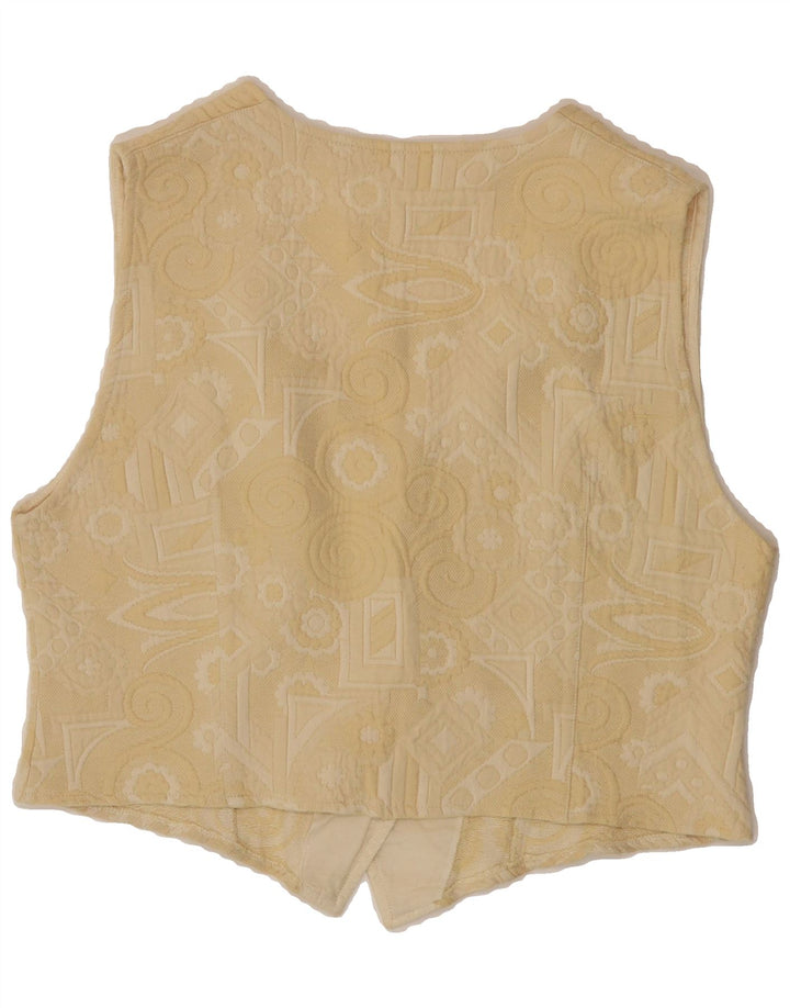 MODA DOSSIER Womens Waistcoat UK 12 Medium Beige Geometric Cotton Vintage Moda Dossier and Second-Hand Moda Dossier from Messina Hembry 