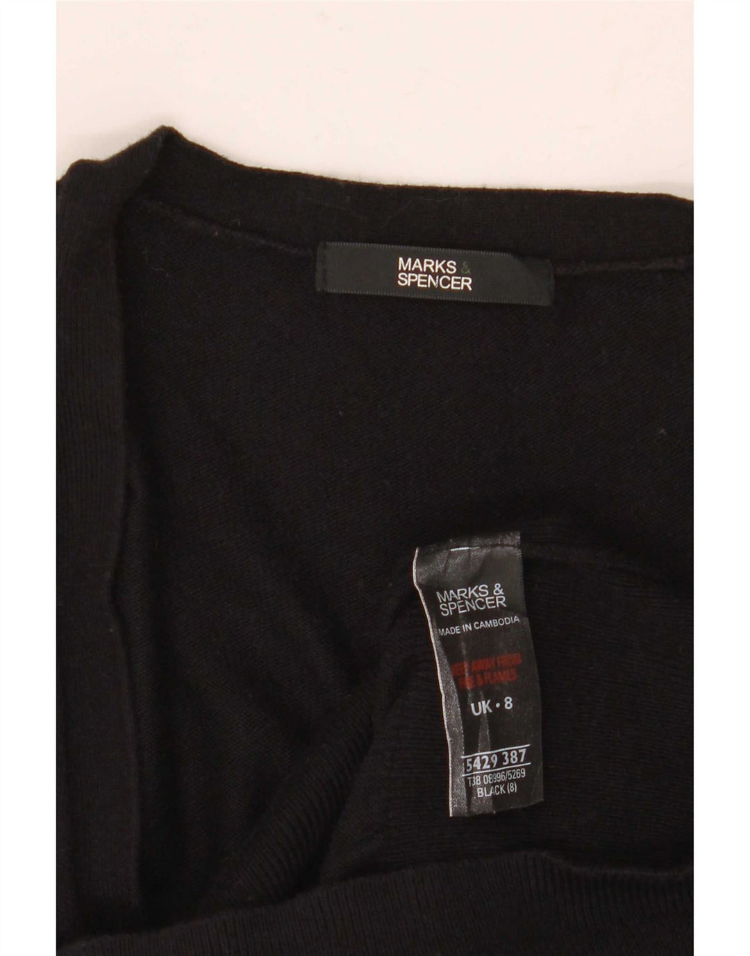 Marks & Spencer Damen Longline-Cardigan-Pullover UK 8 Small Schwarze Viskose