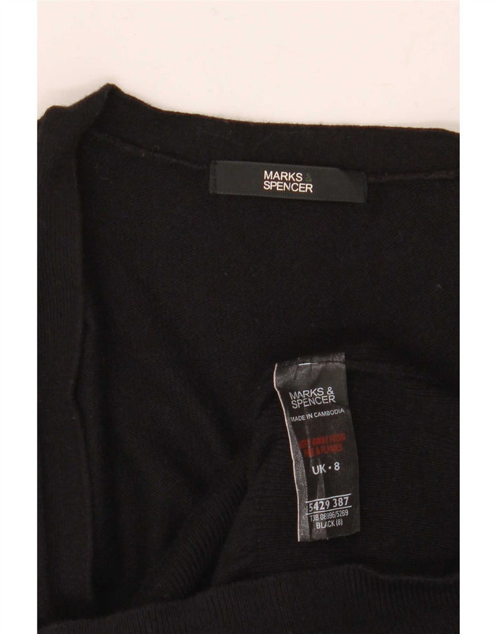 Marks & Spencer Damen Longline-Cardigan-Pullover UK 8 Small Schwarze Viskose