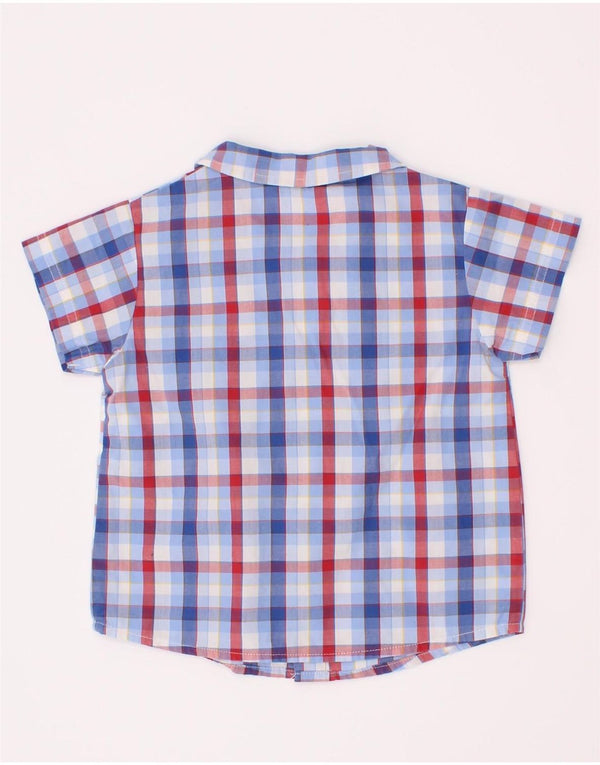 Benetton Baby-Jungen-Kurzarmhemd, 6–9 Monate, blau karierte Baumwolle