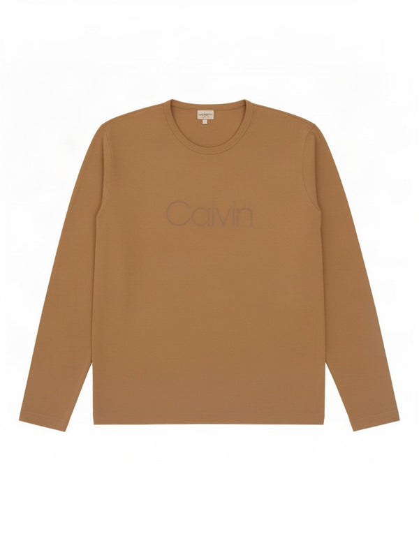Calvin Klein Herren Graphic Top Langarm Large Beige