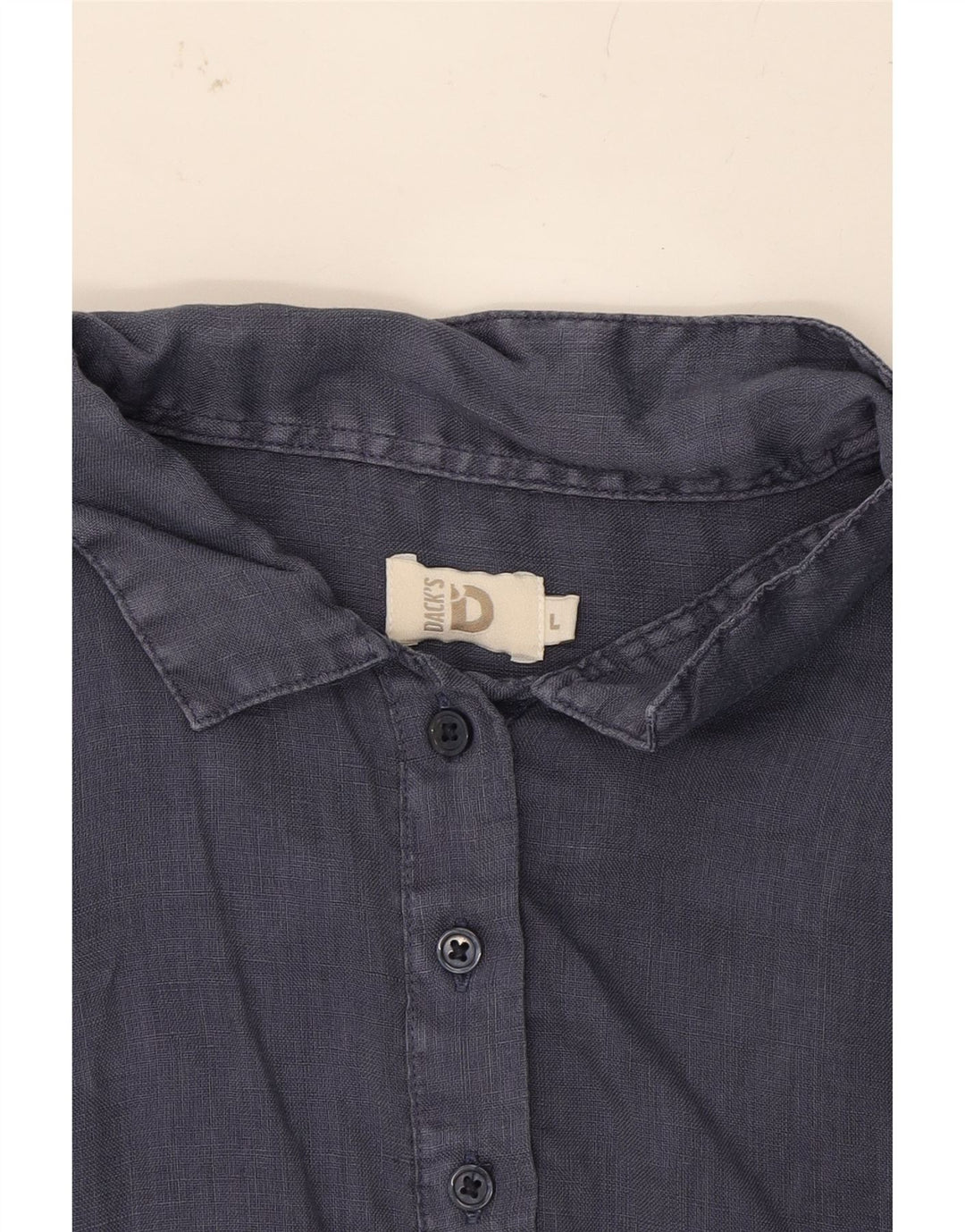 DACK'S Womens Short Sleeve Pullover Shirt UK 16 Large Blue Linen Vintage Dack's and Second-Hand Dack's from Messina Hembry 