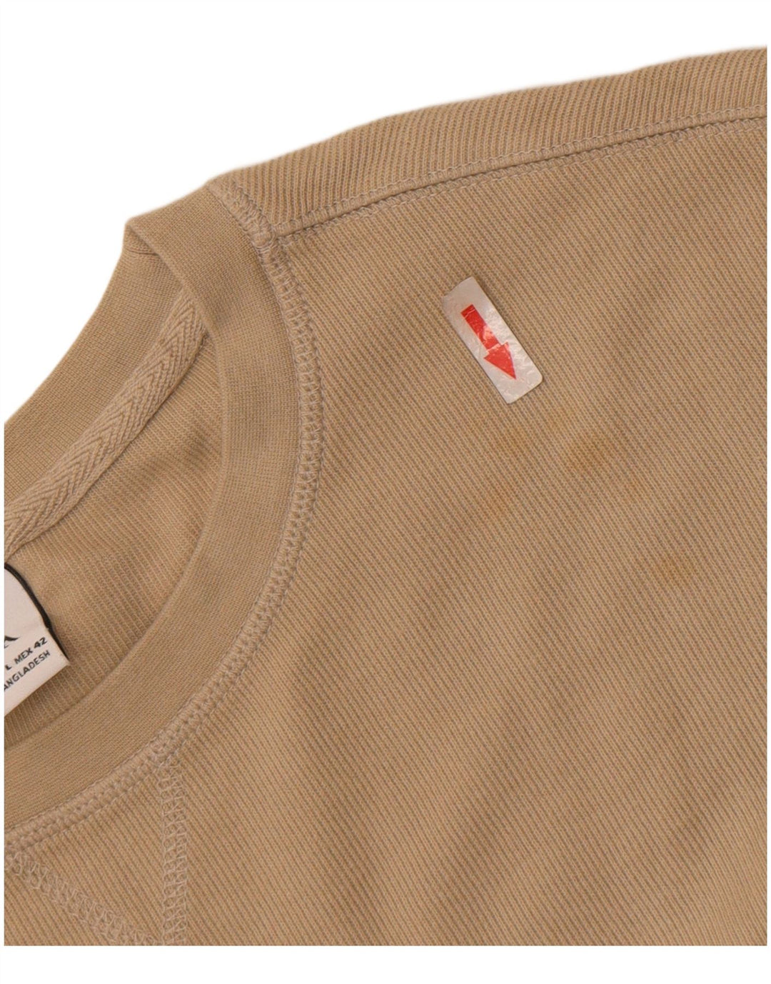 Zara Herren-Oberteil, langärmelig, groß, Beige, Baumwolle