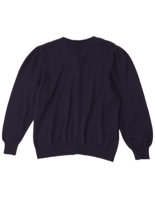 Vintage Damen Cardigan Pullover UK 14 Medium Navy Blue