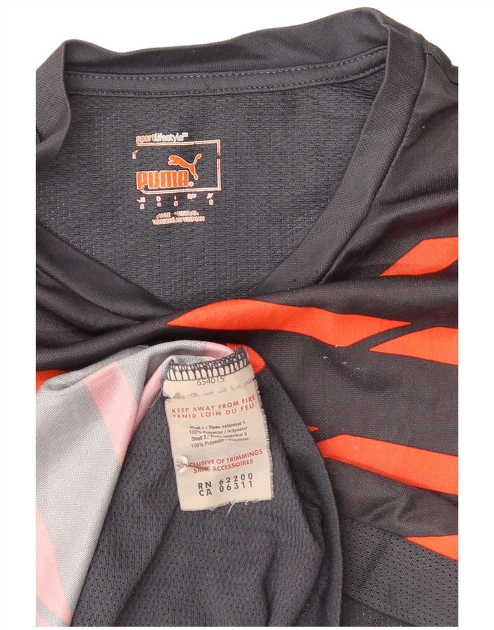 Puma Herren T-Shirt Top Small Grau gestreift Polyester