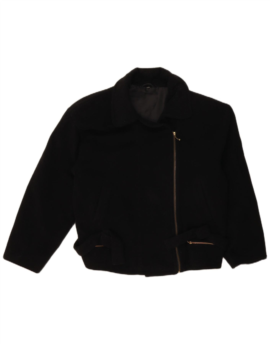 Vintage Damen Bikerjacke UK 14 Large Schwarz