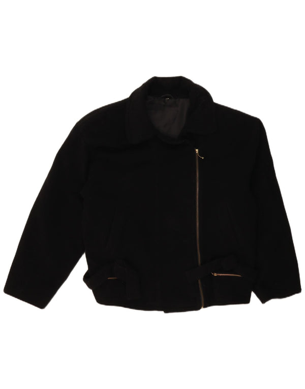 Vintage Damen Bikerjacke UK 14 Large Schwarz