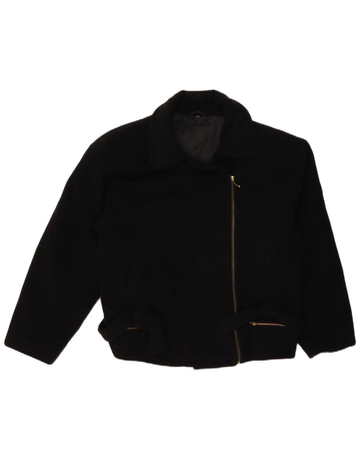 Vintage Damen Bikerjacke UK 14 Large Schwarz