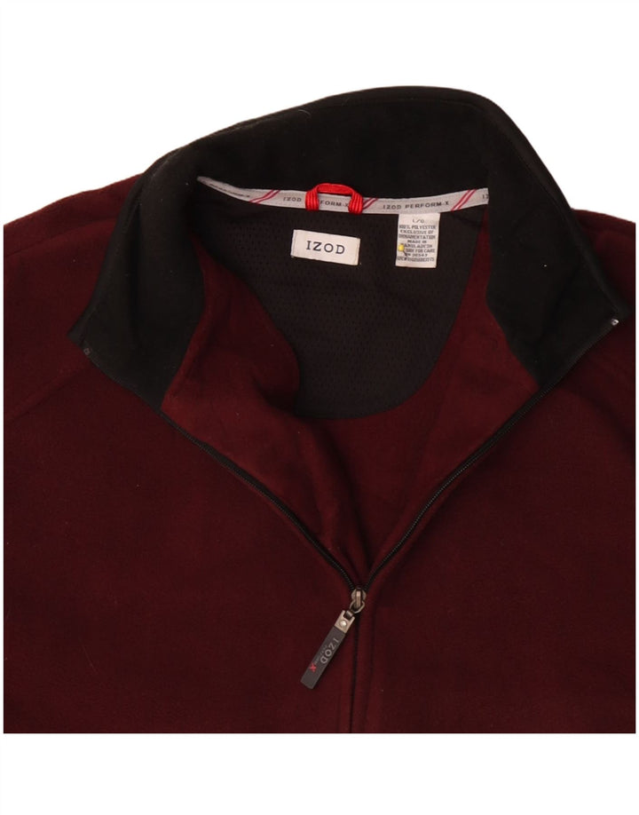 Izod Herren Fleecejacke UK 40 Large Maroon Colourblock Polyester