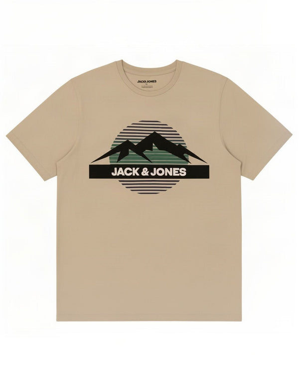 Jack & Jones Herren-T-Shirt mit Grafik, mittelgroß, cremefarbene Baumwolle