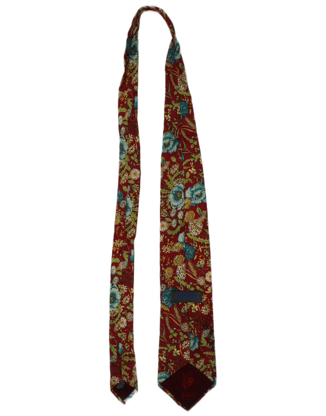 Kenzo Herren-Krawatte, Einheitsgröße, Burgunderrot, Blumenmuster, Seide, Designer