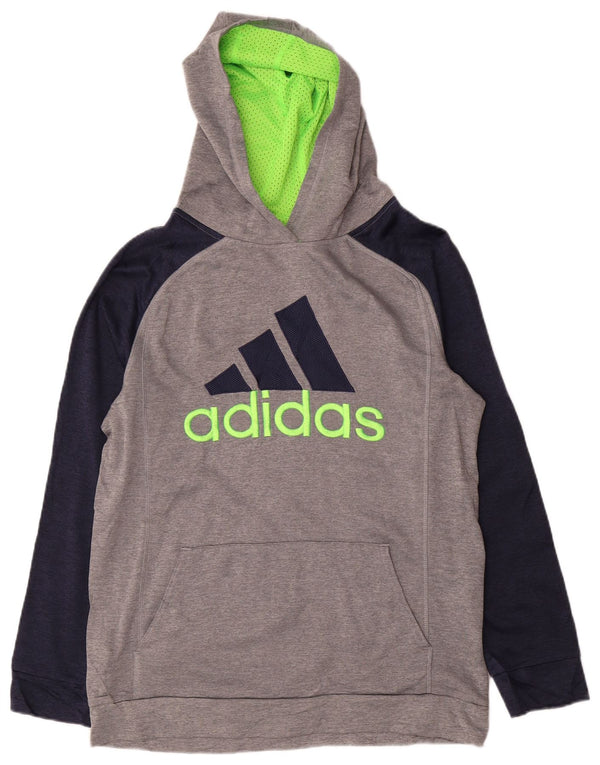 Adidas Damen Graphic Hoodie Pullover UK 18 XL Graues Colourblock-Polyester