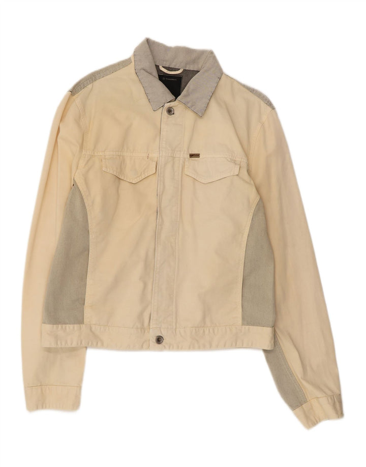 GAS Damen Jeansjacke UK 18 XL Off White Colourblock