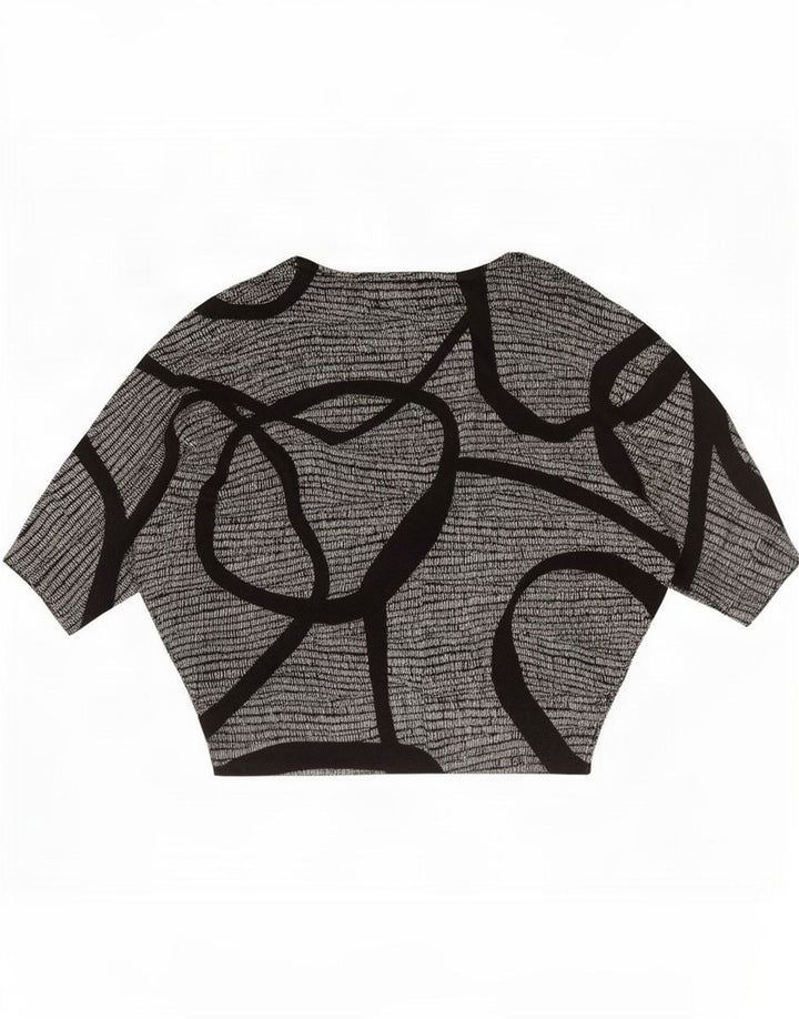 Phase Eight Damen-Blusenoberteil mit abstraktem Muster, übergroß, Gr. 46, Schwarz