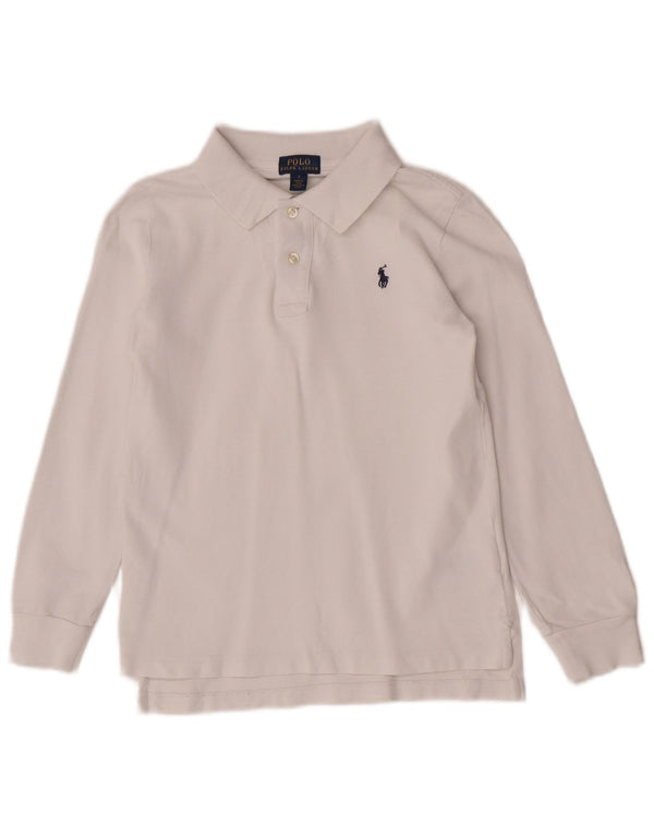 Polo Ralph Lauren Jungen-Langarm-Poloshirt mit normaler Passform, 6–7 Jahre, Weiß