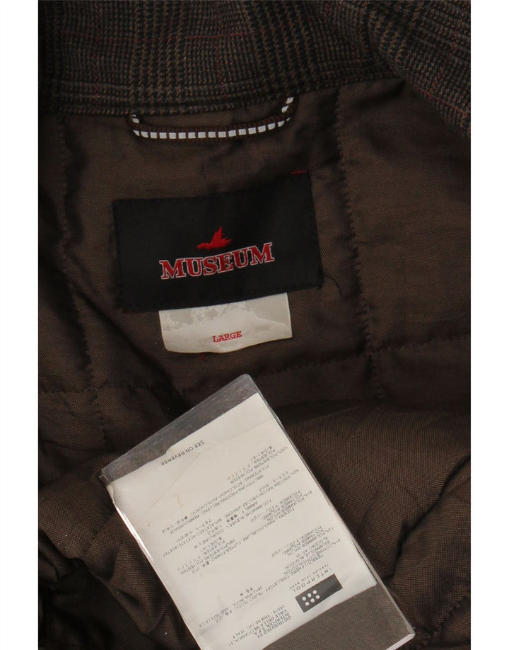 Museum Herren-Windbreaker-Jacke, UK 40, große braune Hahnentritt-Baumwolle