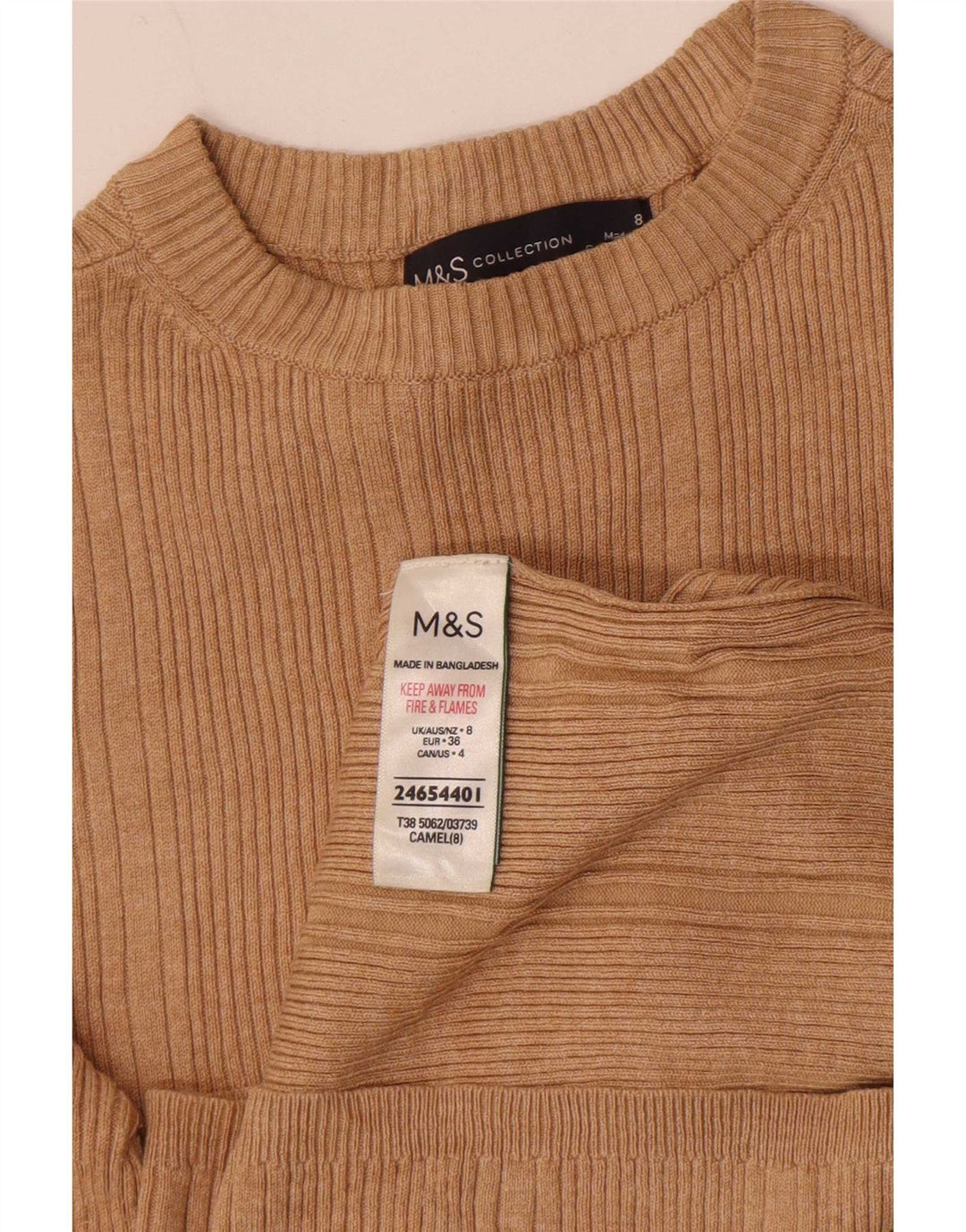Marks & Spencer Damen Top Langarm UK 8 Small Beige Viskose