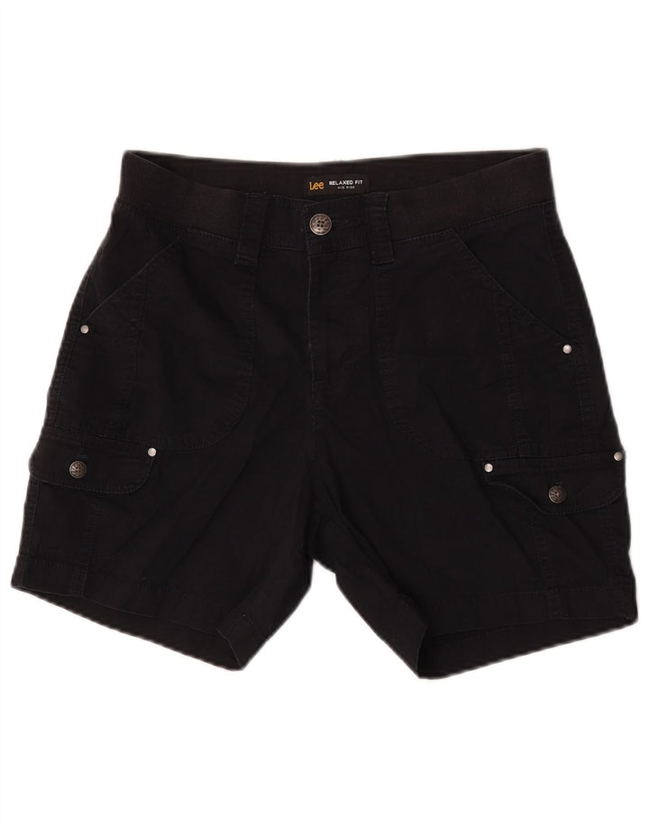 Lee Womens Mid Rise Relaxed Fit Cargo Shorts US 6 Medium W30 Schwarze Baumwolle