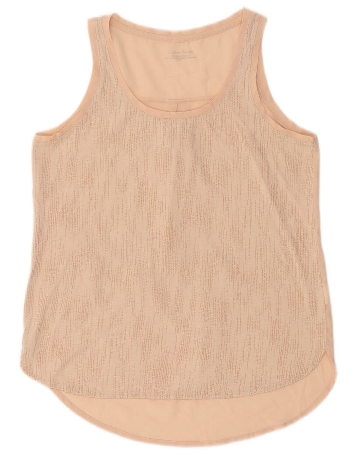 Calvin Klein Damen Weste Top UK 10 Small Rosa gepunktetes Polyester