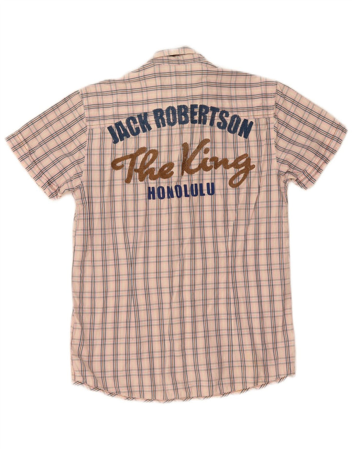 JACK & JONES Mens Graphic Short Sleeve Shirt Small Pink Check