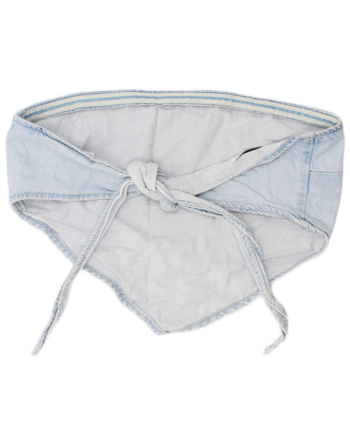 Zara Damen Denim Crop Top Mittelblaue Baumwolle