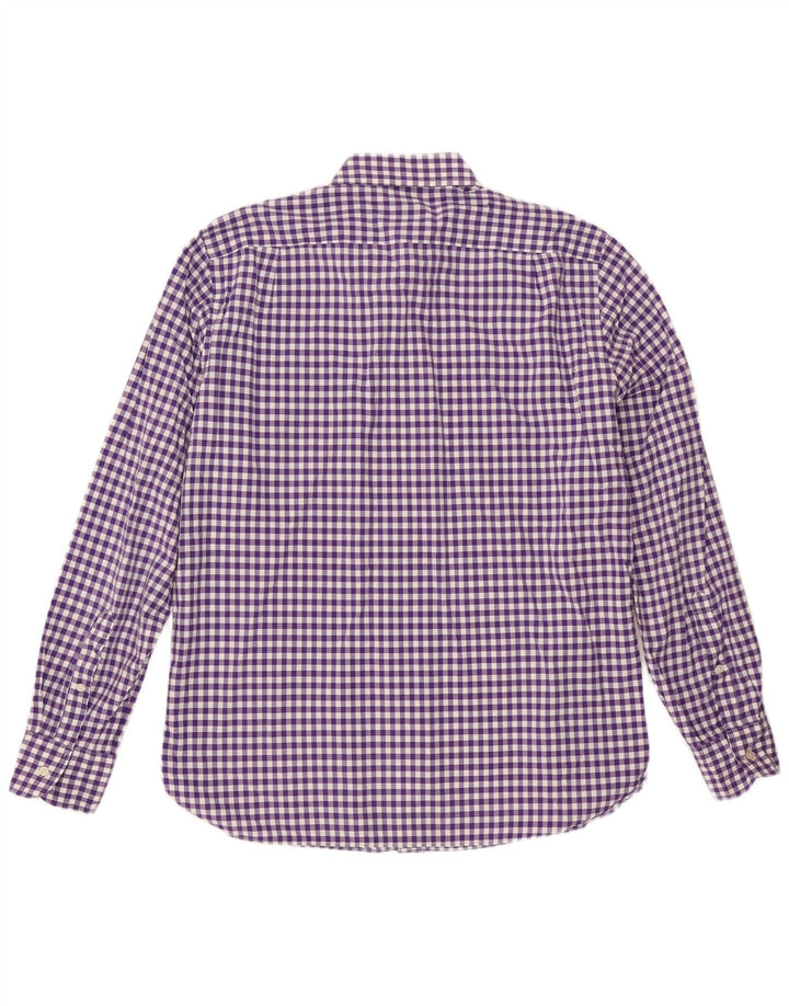 J. CREW Herrenhemd, Größe 15 1/2, mittelviolette Gingham-Baumwolle