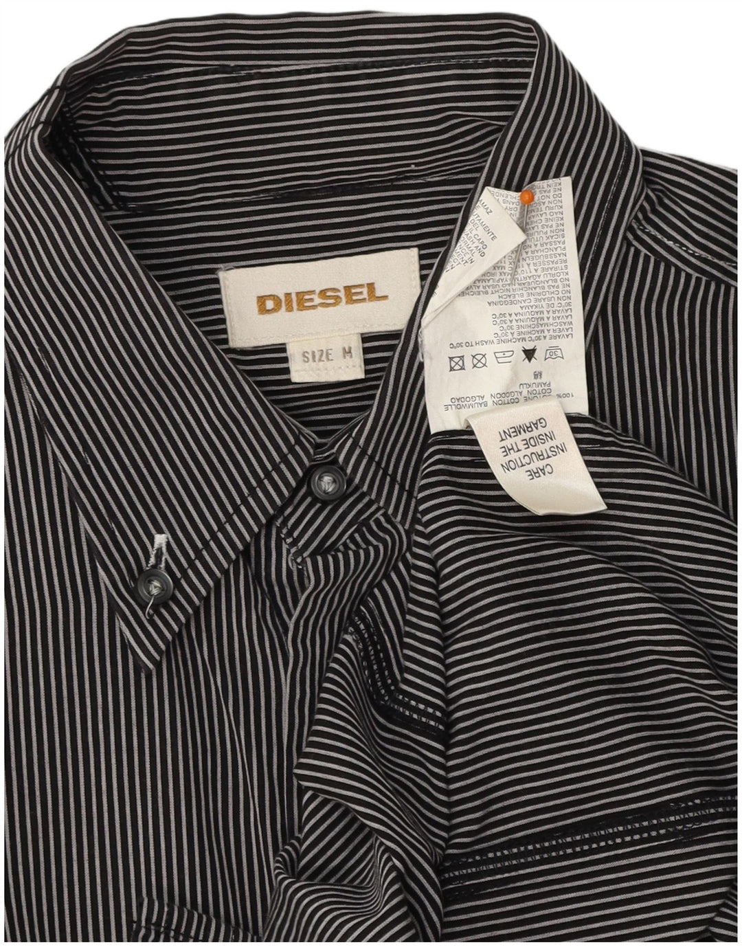 DIESEL Mens Shirt Medium Navy Blue Pinstripe Cotton