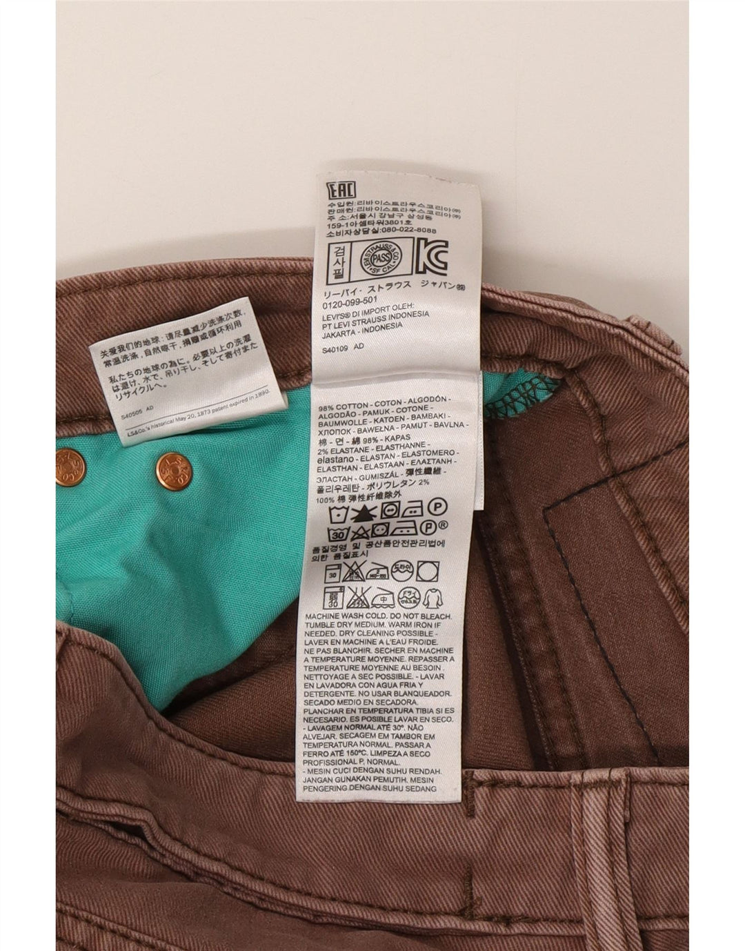 Levi's Herren 511 Slim Jeans W28 L30 Braune Baumwolle