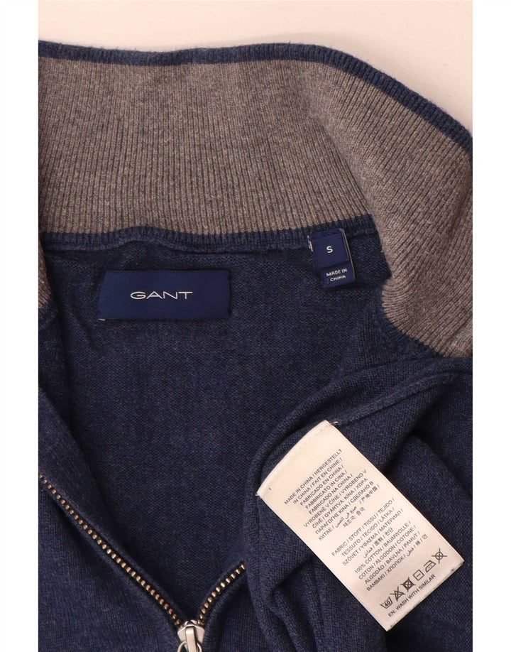 Gant Herren-Pullover mit Reißverschluss am Hals, kleine blaue Baumwolle